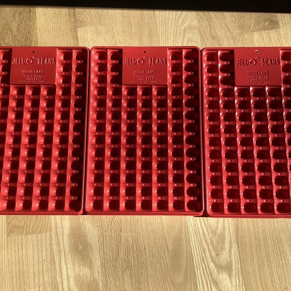 VTG  Lot of 3  Jell-O Molds Jello Jigglers Gelatin  Jelly Beans 13”x8.5”